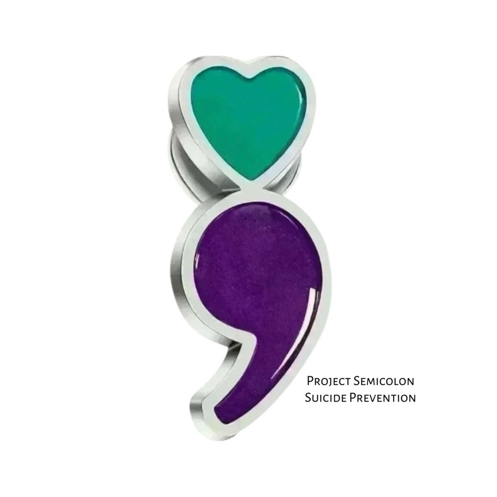 Project Semicolon Suicide Prevention Mental Health Awareness Enamel Pin NEW - Picture 11 of 11